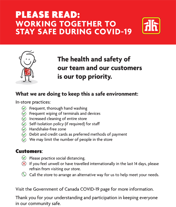 Preventative measures taken by Home Hardware during the COVID-19 pandemic.